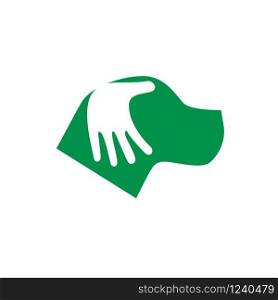 dog being caressed by his owner, concept of friendship. Vector sign