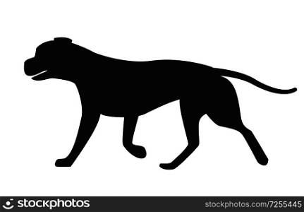 Dog black silhouette profile view vector illustration icon isolated on white background. Canine domestic pet, popular purebred in flat style design. Dog Black Silhouette Profile View Vector Icon