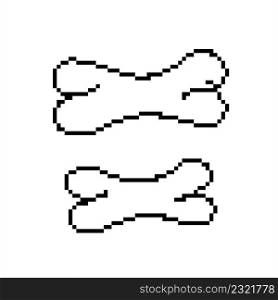 Dog Bone Icon Pixel Art, Dog Toy, Chew Toy Vector Art Illustration, Digital Pixelated Form