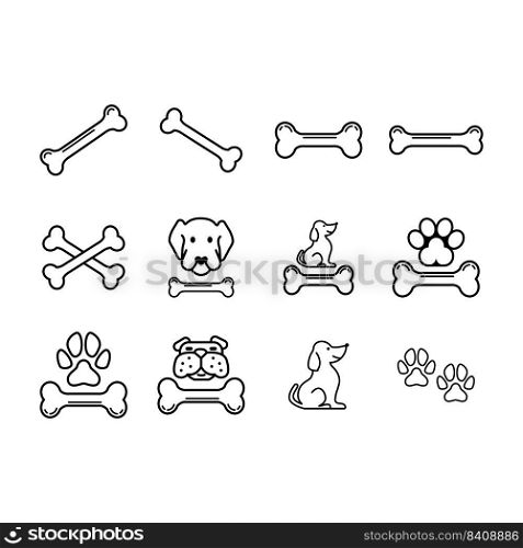 Dog Bone Icon Set Vector