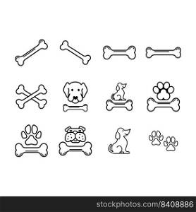 Dog Bone Icon Set Vector