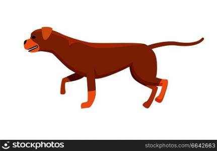 Dog brown color profile view vector illustration icon isolated on white background. Canine domestic pet, popular purebred in flat style design. Dog Brown Color Profile View Vector Illustration