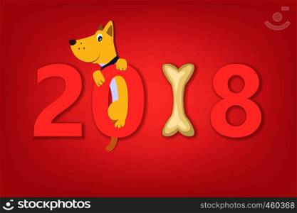 Dog China 2018 year banner concept. Cartoon illustration of dog China 2018 year vector banner concept for web. Dog China 2018 year banner concept, cartoon style