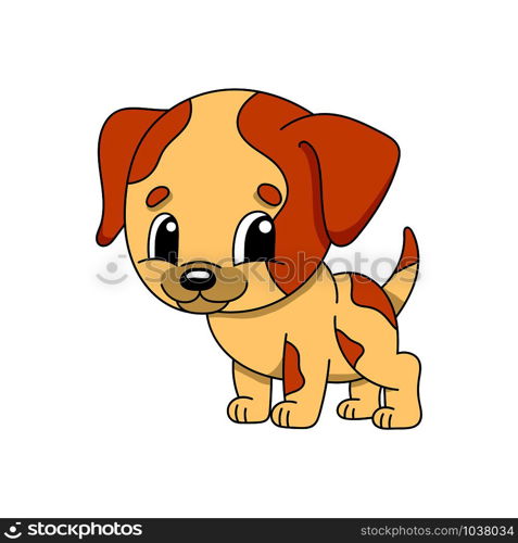 Dog. Cute flat vector illustration in childish cartoon style. Funny character. Isolated on white background. Dog. Cute flat vector illustration in childish cartoon style. Funny character. Isolated on white background.