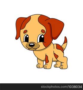 Dog. Cute flat vector illustration in childish cartoon style. Funny character. Isolated on white background. Dog. Cute flat vector illustration in childish cartoon style. Funny character. Isolated on white background.