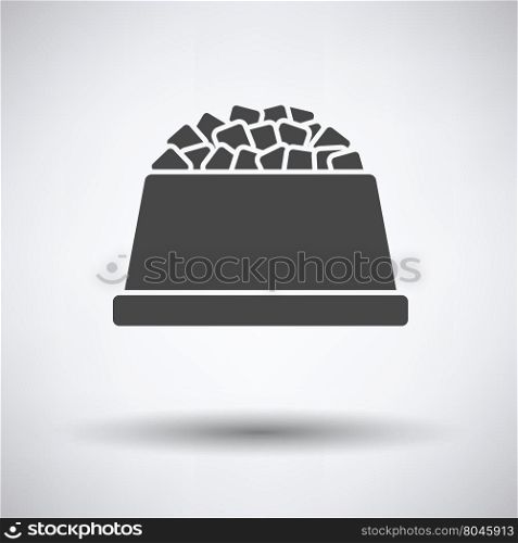 Dog food bowl icon on gray background with round shadow. Vector illustration.