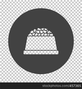 Dog food bowl icon. Subtract stencil design on tranparency grid. Vector illustration.