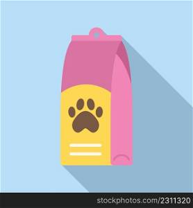 Dog food package icon flat vector. Animal feed. Dish bag. Dog food package icon flat vector. Animal feed