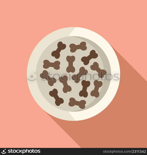Dog food snack bone icon flat vector. Animal bowl. Eat pack. Dog food snack bone icon flat vector. Animal bowl
