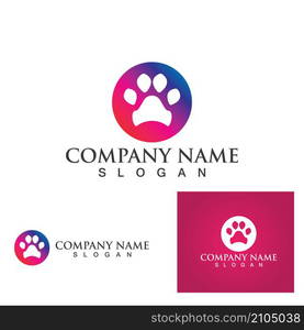 Dog foot print symbol and logo vector