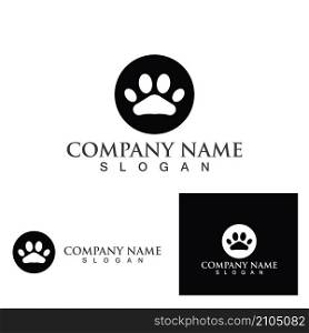 Dog foot print symbol and logo vector
