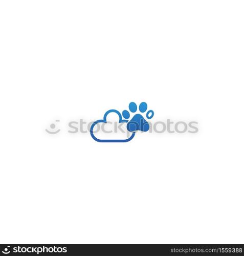 Dog footprint cloud logo design concept illustration