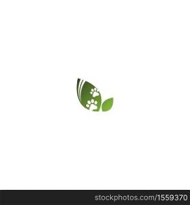 Dog footprint combine leaf logo design concept illustration