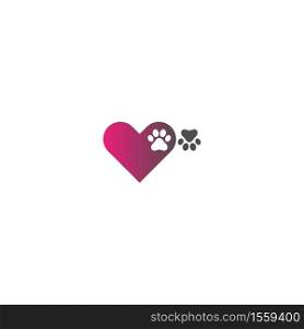 Dog footprint logo love icon design concept illustration
