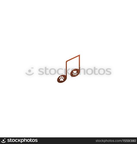 Dog footprint with tone music logo icon design concept illustration