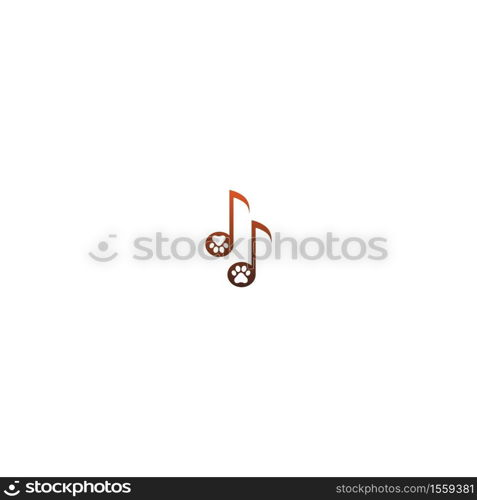 Dog footprint with tone music logo icon design concept illustration