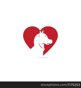 Dog head heart shape vector logo design. Pet care logo design. Pet icon vector. Pet love logo design.