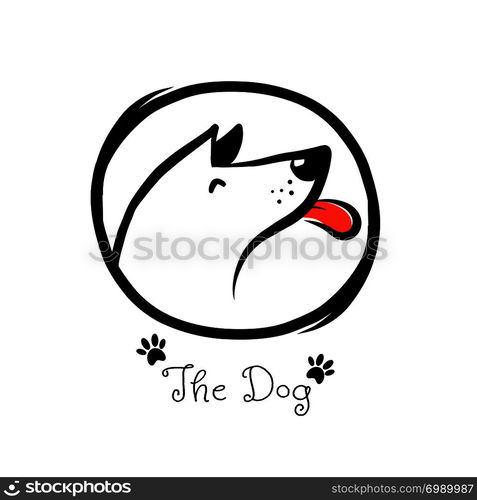 Dog head icon, dog logo vector, pet logotypes hand drawing concept on white background vector illustration