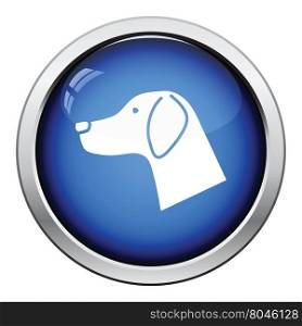 Dog head icon. Glossy button design. Vector illustration.