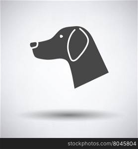 Dog head icon on gray background with round shadow. Vector illustration.