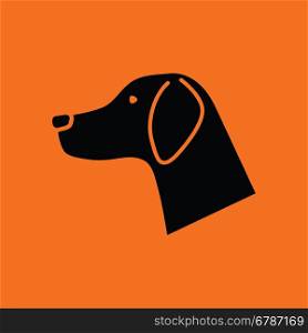 Dog head icon. Orange background with black. Vector illustration.