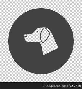 Dog head icon. Subtract stencil design on tranparency grid. Vector illustration.
