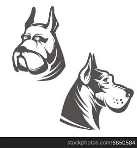 Dog head illustration isolated on white background. Design element for logo, label, emblem, sign, brand mark. Vector illustration.