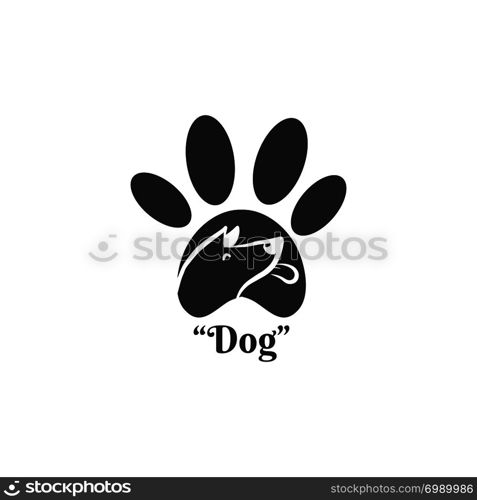Dog head in paw icon, dog logo vector, pet logotypes hand drawing concept on white background vector illustration