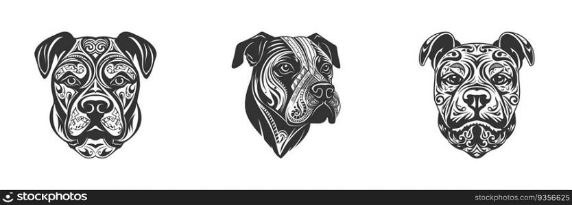 Dog head logo set. Vector illustration.