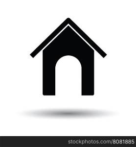 Dog house icon. Black background with white. Vector illustration.