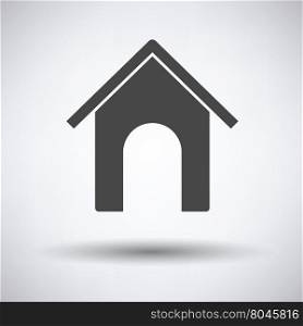 Dog house icon on gray background with round shadow. Vector illustration.