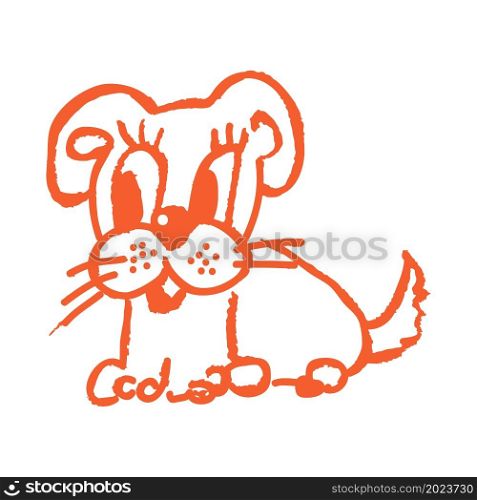 Dog. Icon in hand draw style. Drawing with wax crayons, colored chalk, children&rsquo;s creativity. Vector illustration. Icon in hand draw style. Drawing with wax crayons, children&rsquo;s creativity