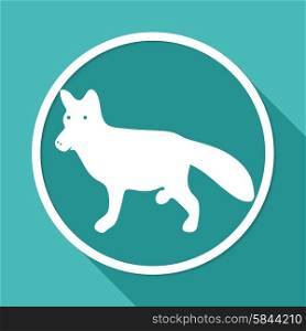 dog icon on white circle with a long shadow