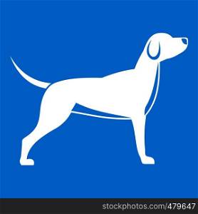 Dog icon white isolated on blue background vector illustration. Dog icon white