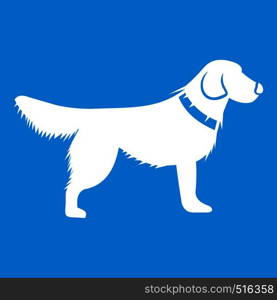 Dog icon white isolated on blue background vector illustration. Dog icon white