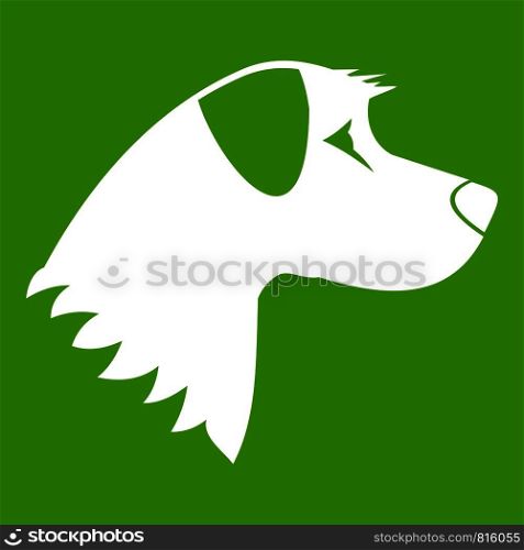 Dog icon white isolated on green background. Vector illustration. Dog icon green