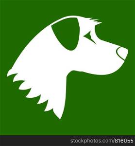 Dog icon white isolated on green background. Vector illustration. Dog icon green
