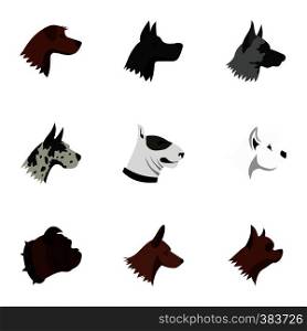 Dog icons set. Flat illustration of 9 dog vector icons for web. Dog icons set, flat style