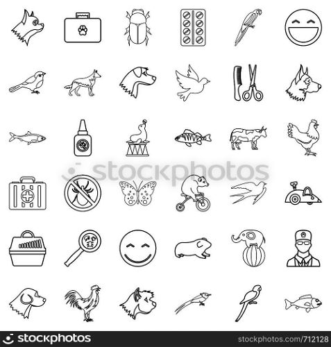 Dog icons set. Outline style of 36 dog vector icons for web isolated on white background. Dog icons set, outline style