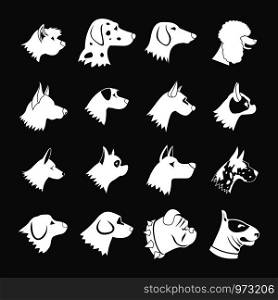 Dog Icons set vector white isolated on grey background . Dog Icons set grey vector