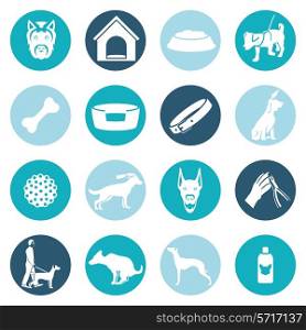 Dog icons white set with ball puppy shampoo bowl isolated vector illustration