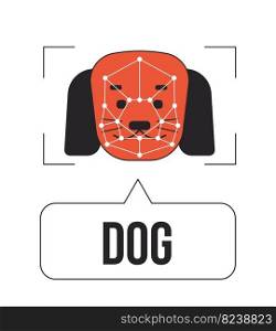 Dog image detection linear flat color vector icon. Editable thin line colour animal on white. Simple lineart cartoon style spot illustration for web graphic design and animation. Bebas Neue font used. Dog image detection linear flat color vector icon