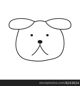 Dog in cartoon style on white background. Vector isolated image drawn with black brush for web design or print. Dog in cartoon style on white background