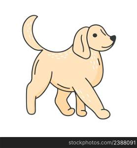 Dog isolated doodle style. Walking Labrador. Home pet icon. Animal hand drawn vector illustration. Dog isolated doodle style