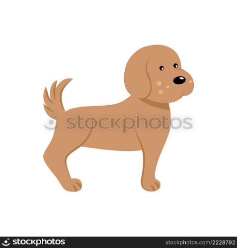 Dog isolated on a white background. Vector flat cartoon illustration. Pets for children. Element for coloring, books, and fabric prints