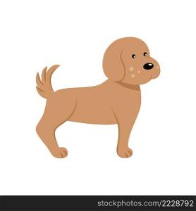 Dog isolated on a white background. Vector flat cartoon illustration. Pets for children. Element for coloring, books, and fabric prints