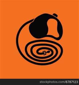 Dog lead icon. Orange background with black. Vector illustration.