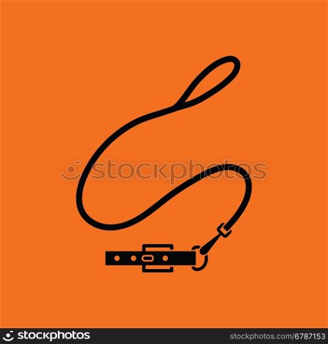 Dog lead icon. Orange background with black. Vector illustration.