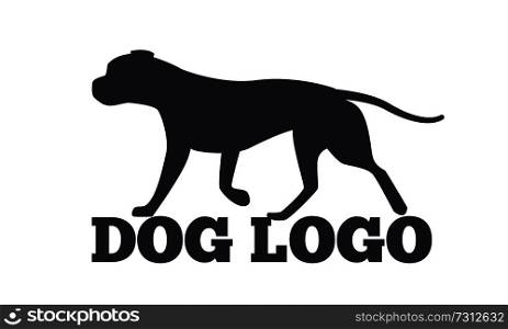 Dog logo design with two canine animals black silhouettes isolated on white background. Canine domestic dogs pedigree purebred vector illustrations. Dog Logo Design Canine Animals Silhouettes
