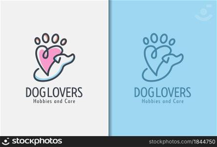 Dog Lovers Logo Design with Modern Colorful Lines Concept. Graphic Design Element.